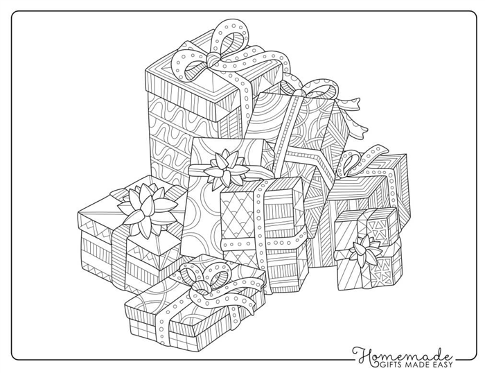 Куча подарков | Рождественские раскраски онлайн | Рождественские раскраски дисней