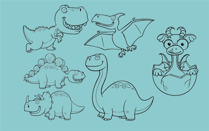 20 раскрасок с динозаврами