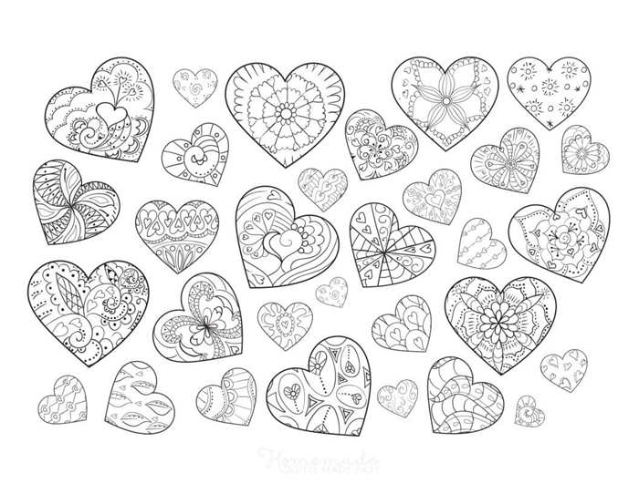 бесплатные страницы раскраски сердце для взрослых |Любовные страницы раскраски для взрослых |Рисунки сердца для анатомической живописи