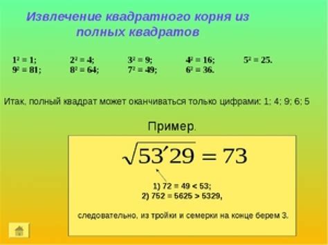 Вычисление квадратного корня и проверка на целое число