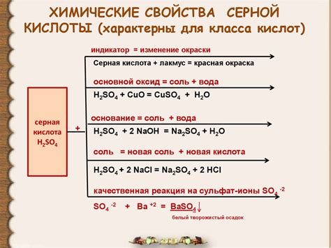 Кислотные свойства серной кислоты