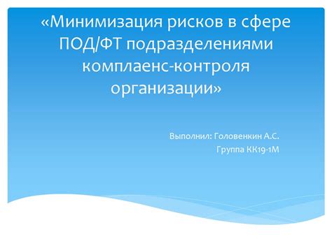 Минимизация рисков и возможность контроля процесса работы