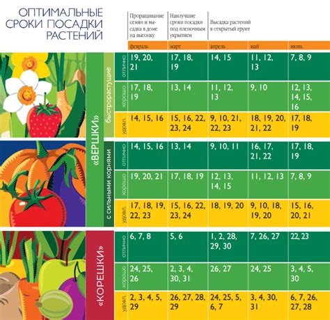 Оптимальные сроки для посадки