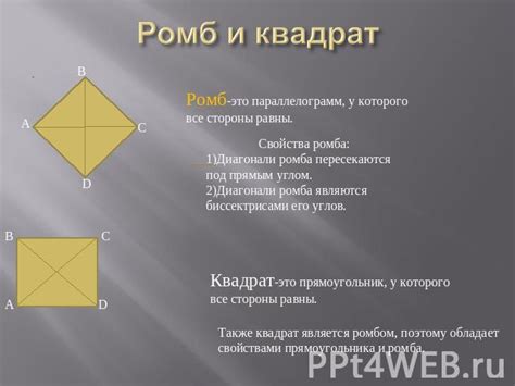 Отличие ромба от квадрата