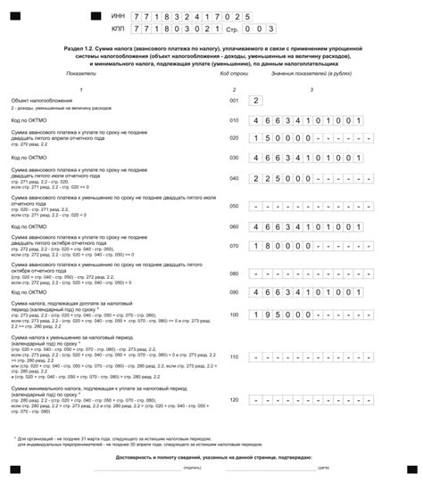 Порядок заполнения упрощенной декларации