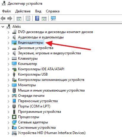 Просмотрите раздел "Видеоадаптеры"