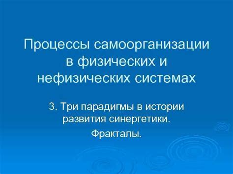 Процессы самоорганизации в обществе