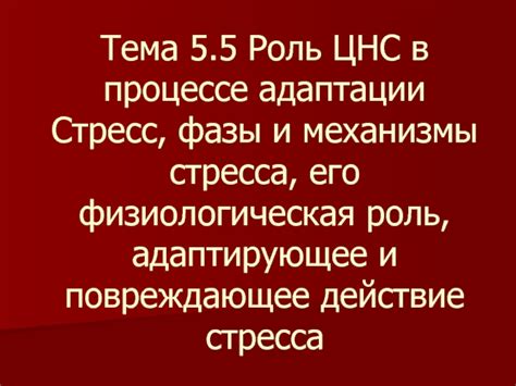 Стресс и его роль в этом процессе