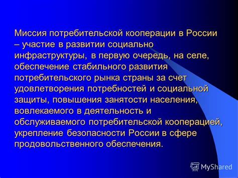 Участие в развитии страны и обеспечение социальных программ